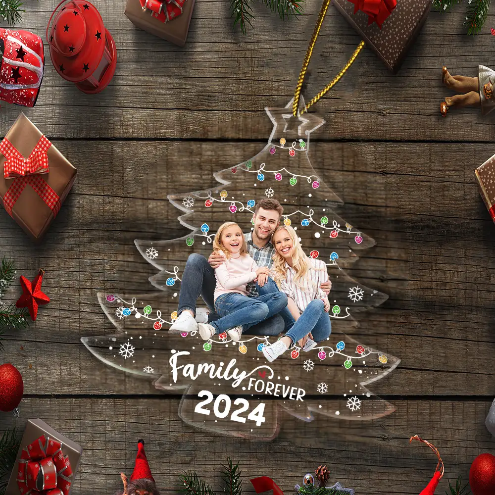 Custom Photo Family Friends Christmas Tree - Personalized Custom Shaped Acrylic Ornament - Image 6