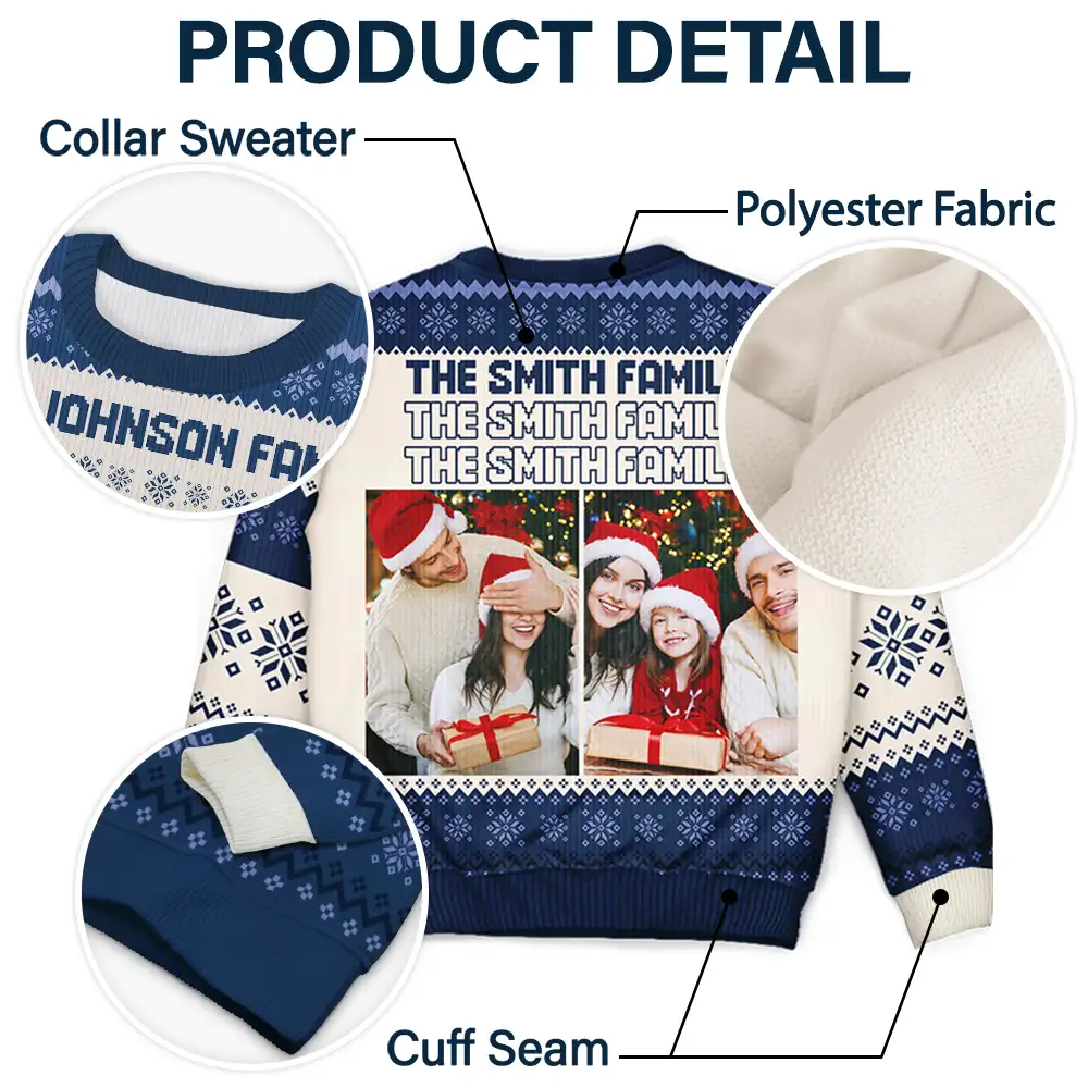 Custom Photo Family Gathering Festive Vibe - Personalized Unisex Ugly Sweater - Image 5