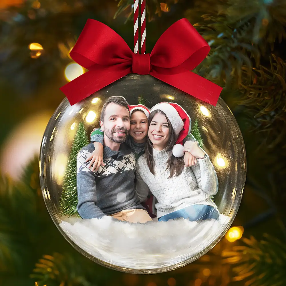Custom Photo Family Is The Greatest Gift - Personalized 3D Acrylic Ball Ornament - Image 6