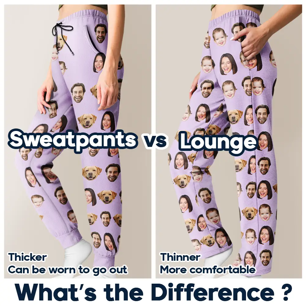Custom Photo Family Kid Pet Funny Face Custom Bright Festive Color - Personalized Pajama Pants - Image 7