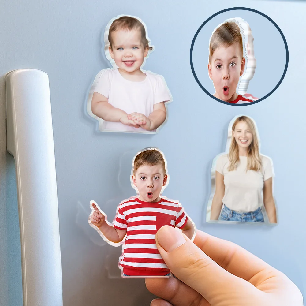Custom Photo Family Member With Names - Personalized Acrylic Fridge Magnet - Image 2