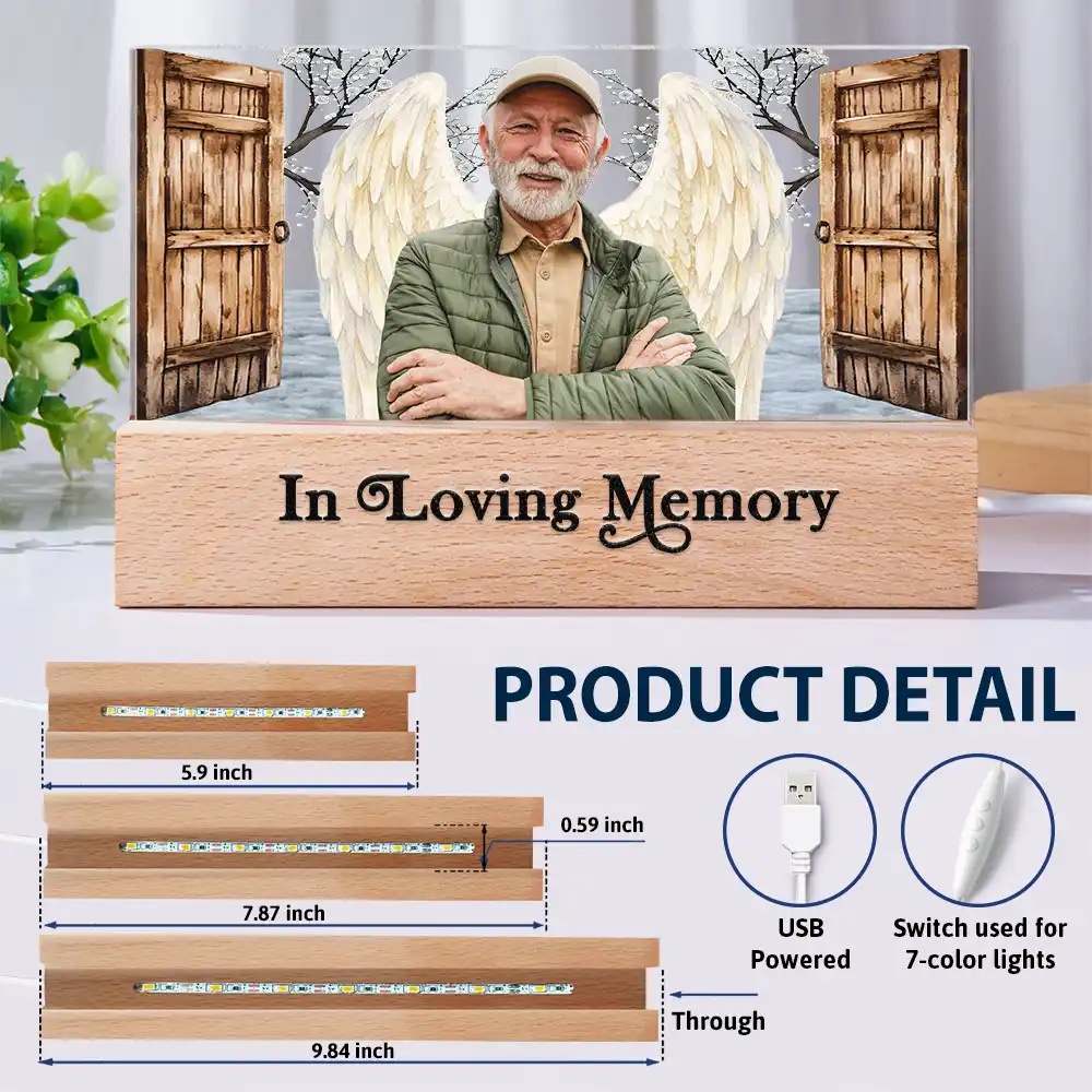 Custom Photo Family Memorial I'm Always With You Open Door - Personalized Rectangle LED Light - Image 7