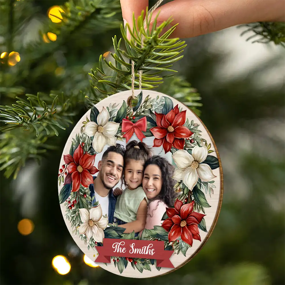 Custom Photo Family - Personalized Custom Shaped Wooden Ornament - Image 2