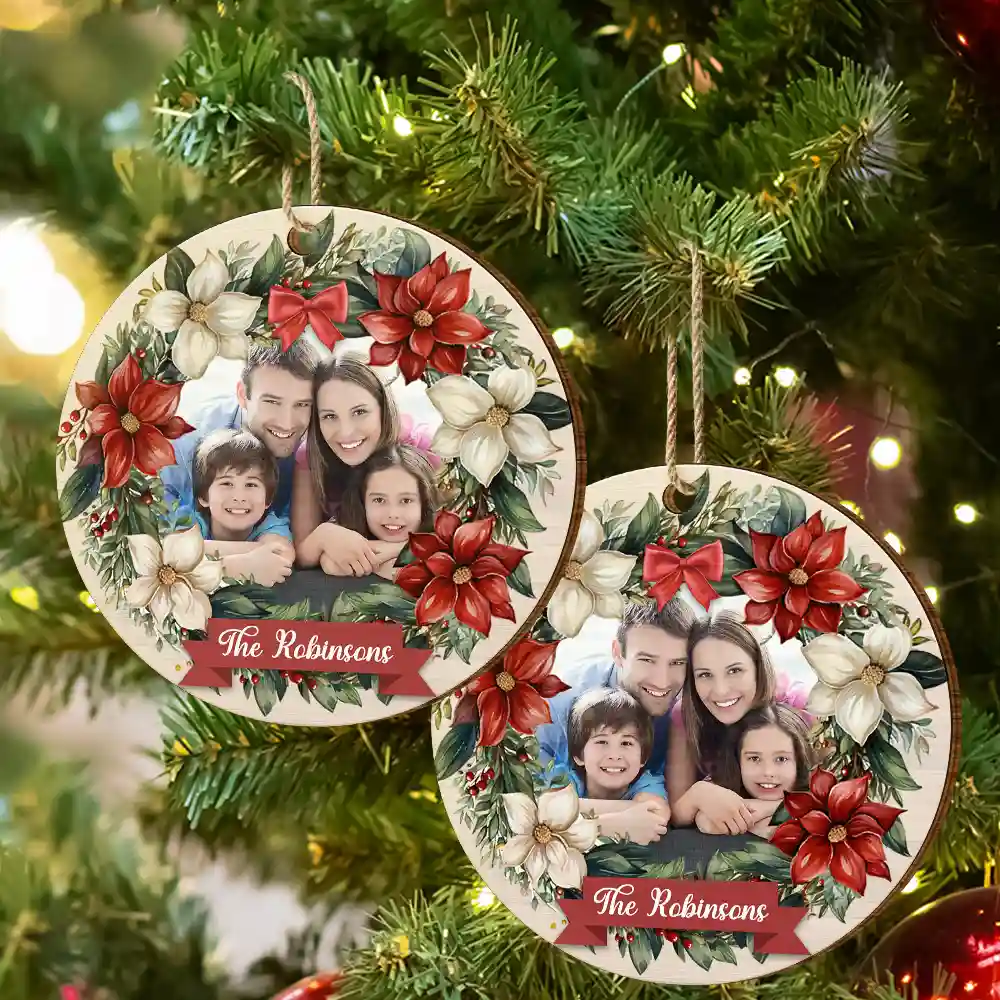 Custom Photo Family - Personalized Custom Shaped Wooden Ornament - Image 6