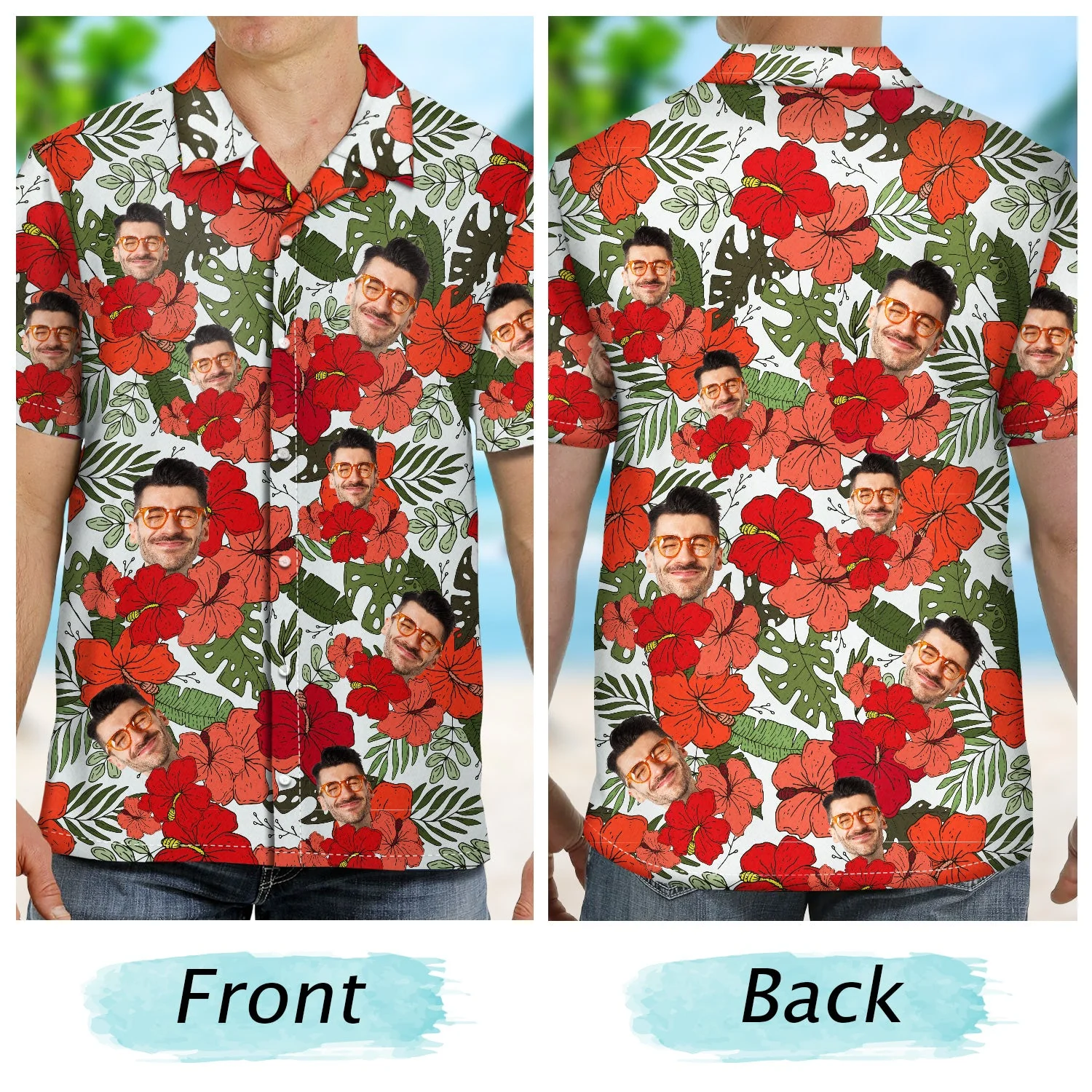 Custom Photo Family Pet Face - Gift For Yourself, Family, Hawaii Vibe - Personalized Hawaiian Shirt - Image 5