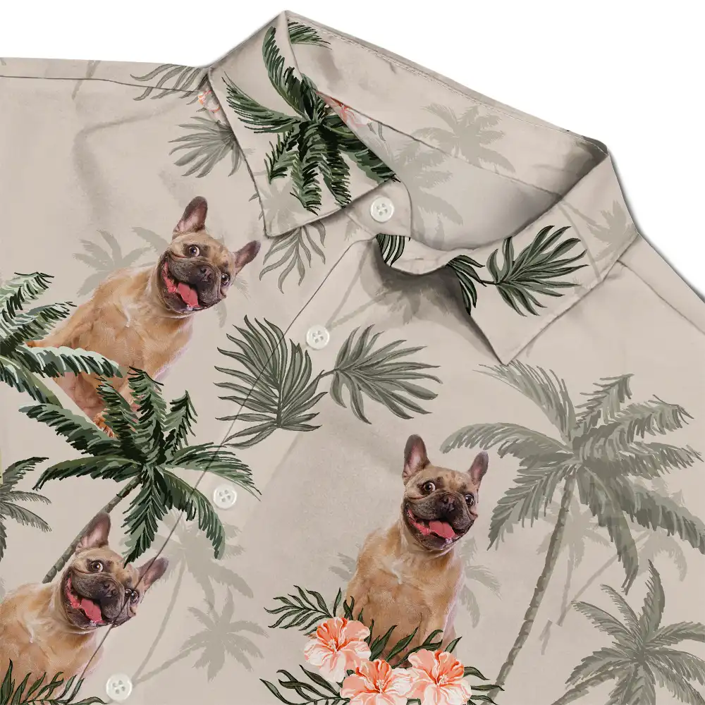 Custom Photo Family Pet Face Palm Tree Pattern - Personalized Hawaiian Shirt - Image 5
