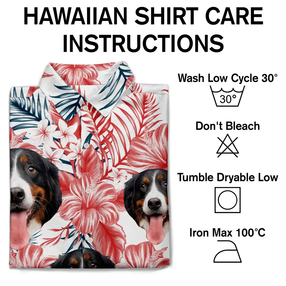 Custom Photo Family Pet Face Tropical Background - Personalized Hawaiian Shirt - Image 8