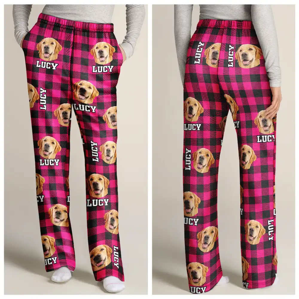 Custom Photo Family Plaid Pattern - Personalized Pajama Pants - Image 4
