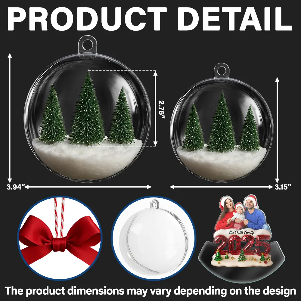 Custom Photo Family Siblings Best Friends Make Christmas Great - Personalized 3D Acrylic Ball Ornament - Image 3