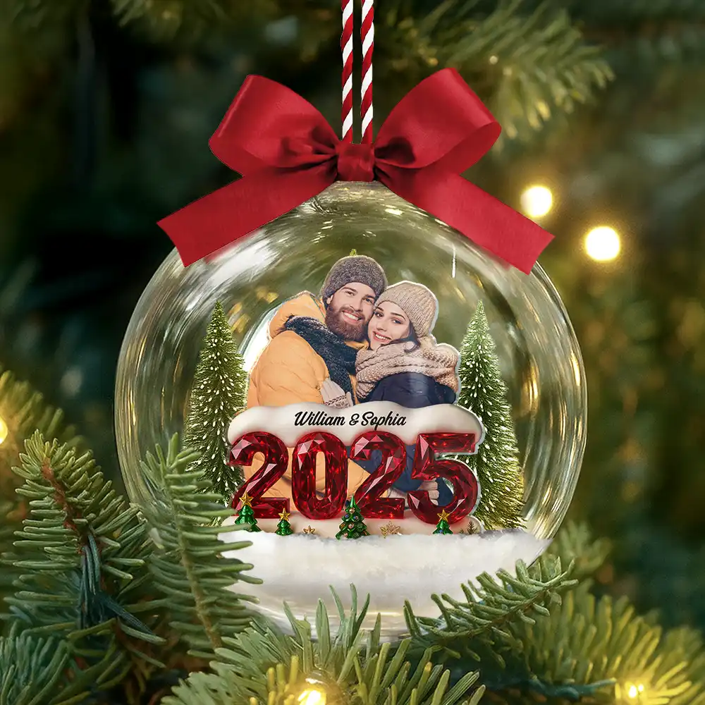 Custom Photo Family Siblings Best Friends Make Christmas Great - Personalized 3D Acrylic Ball Ornament - Image 4