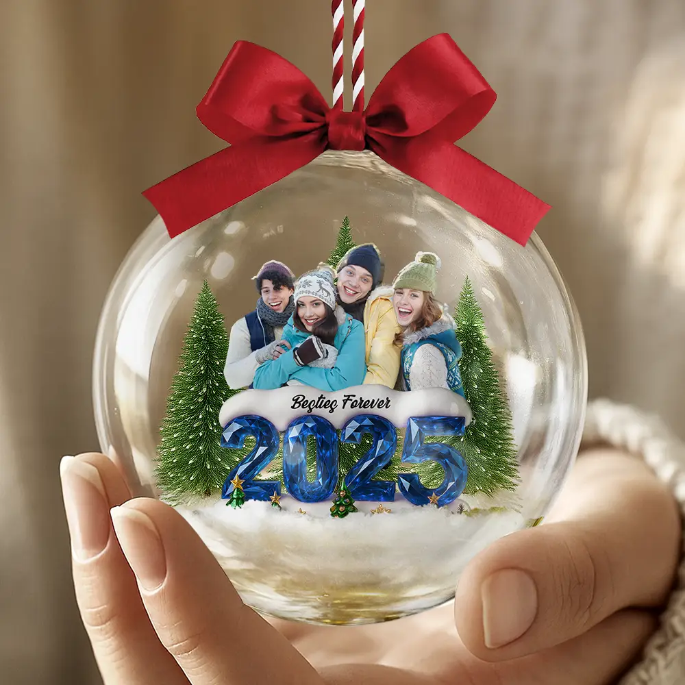 Custom Photo Family Siblings Best Friends Make Christmas Great - Personalized 3D Acrylic Ball Ornament - Image 5