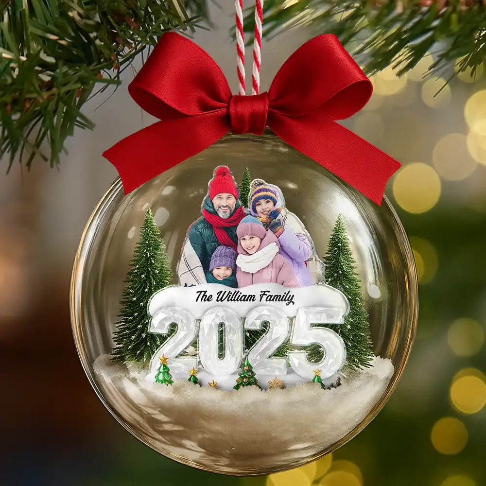 Custom Photo Family Siblings Best Friends Make Christmas Great - Personalized 3D Acrylic Ball Ornament - Image 7