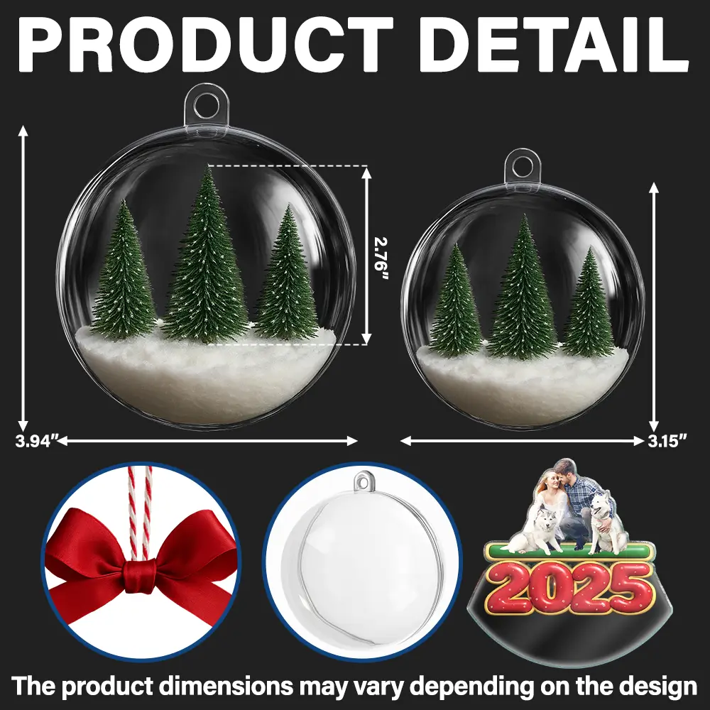 Custom Photo Family Siblings Best Friends - Personalized 3D Acrylic Ball Ornament - Image 3