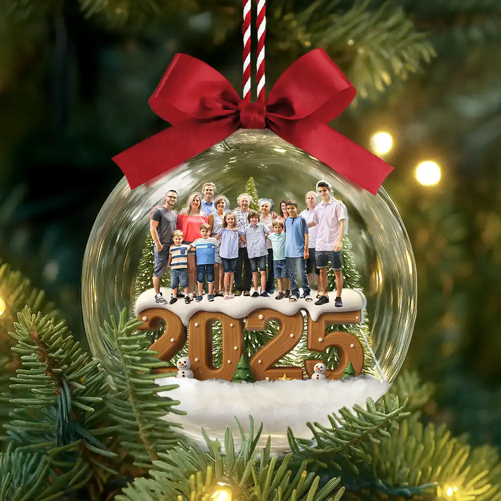 Custom Photo Family Siblings Best Friends - Personalized 3D Acrylic Ball Ornament - Image 4