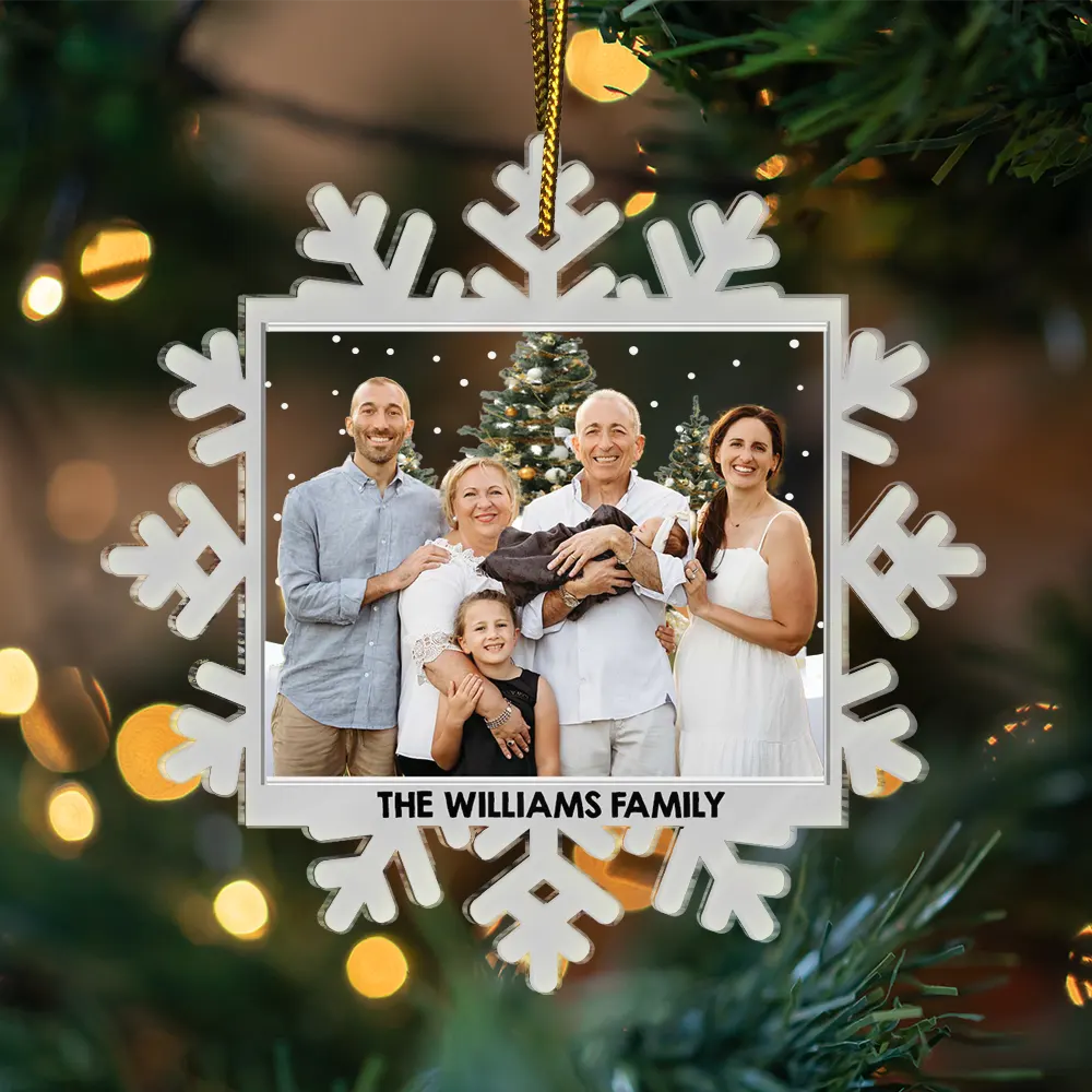 Custom Photo Family Snowflakes - Personalized Custom Shaped Acrylic Ornament - Image 4