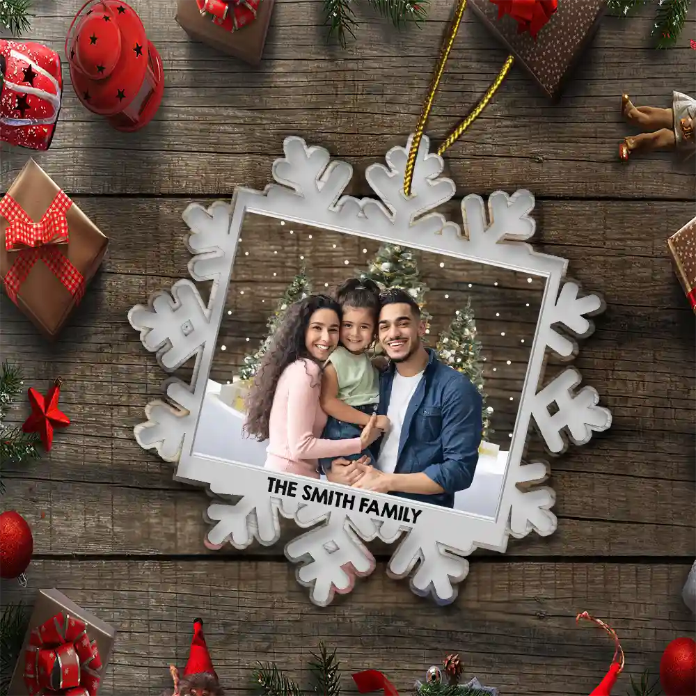 Custom Photo Family Snowflakes - Personalized Custom Shaped Acrylic Ornament - Image 6