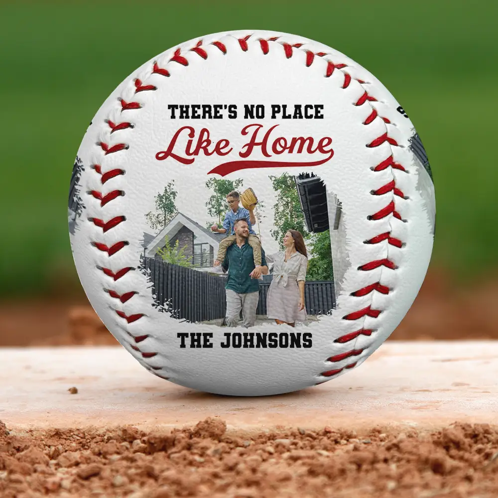 Custom Photo Family There's No Place Like Home - Personalized Baseball, Softball - Image 3