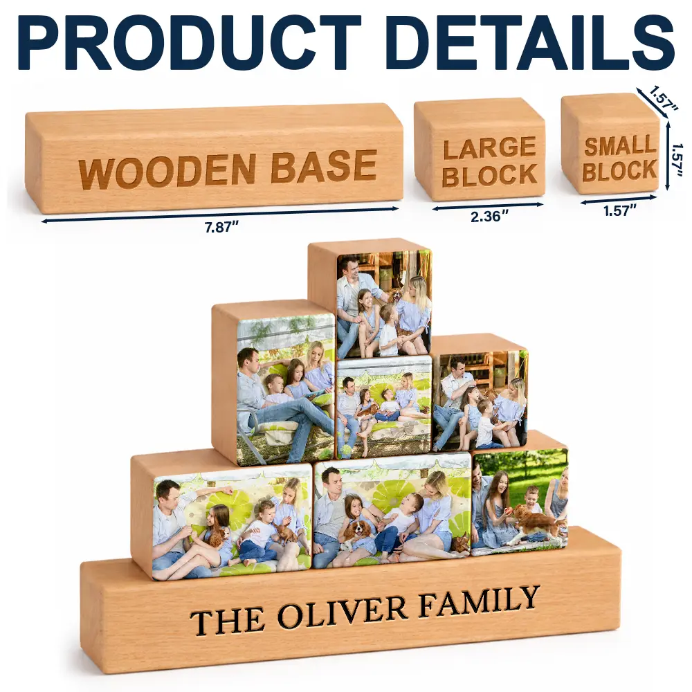 Custom Photo Family Together - Personalized Wooden Stacking Photo Blocks - Image 4