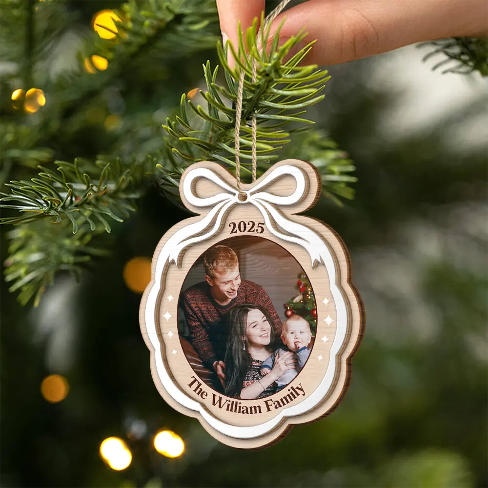 Custom Photo Family Where Life Begin Love Never Ends - Personalized 2-Layered Wooden Ornament - Image 2