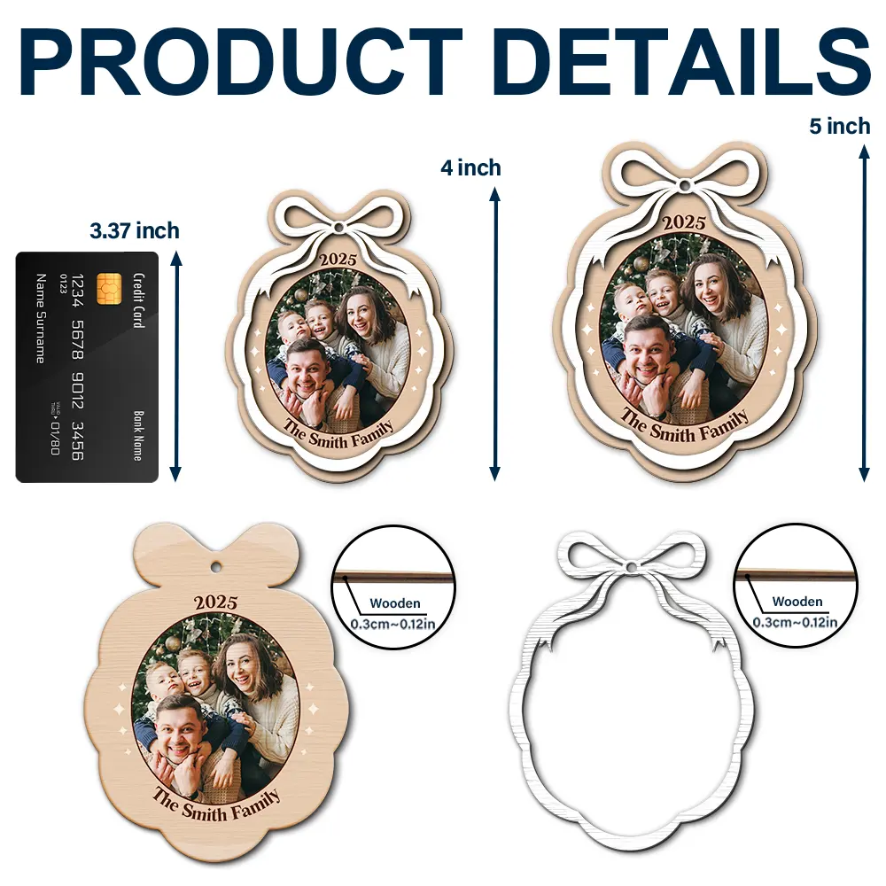 Custom Photo Family Where Life Begin Love Never Ends - Personalized 2-Layered Wooden Ornament - Image 5