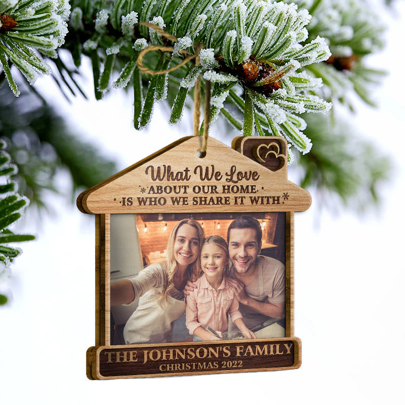 Custom Photo Family Where Life Begins And Love Never Ends - Christmas Gift For Family - Personalized Custom 2 Layered Wooden Ornament - Image 3