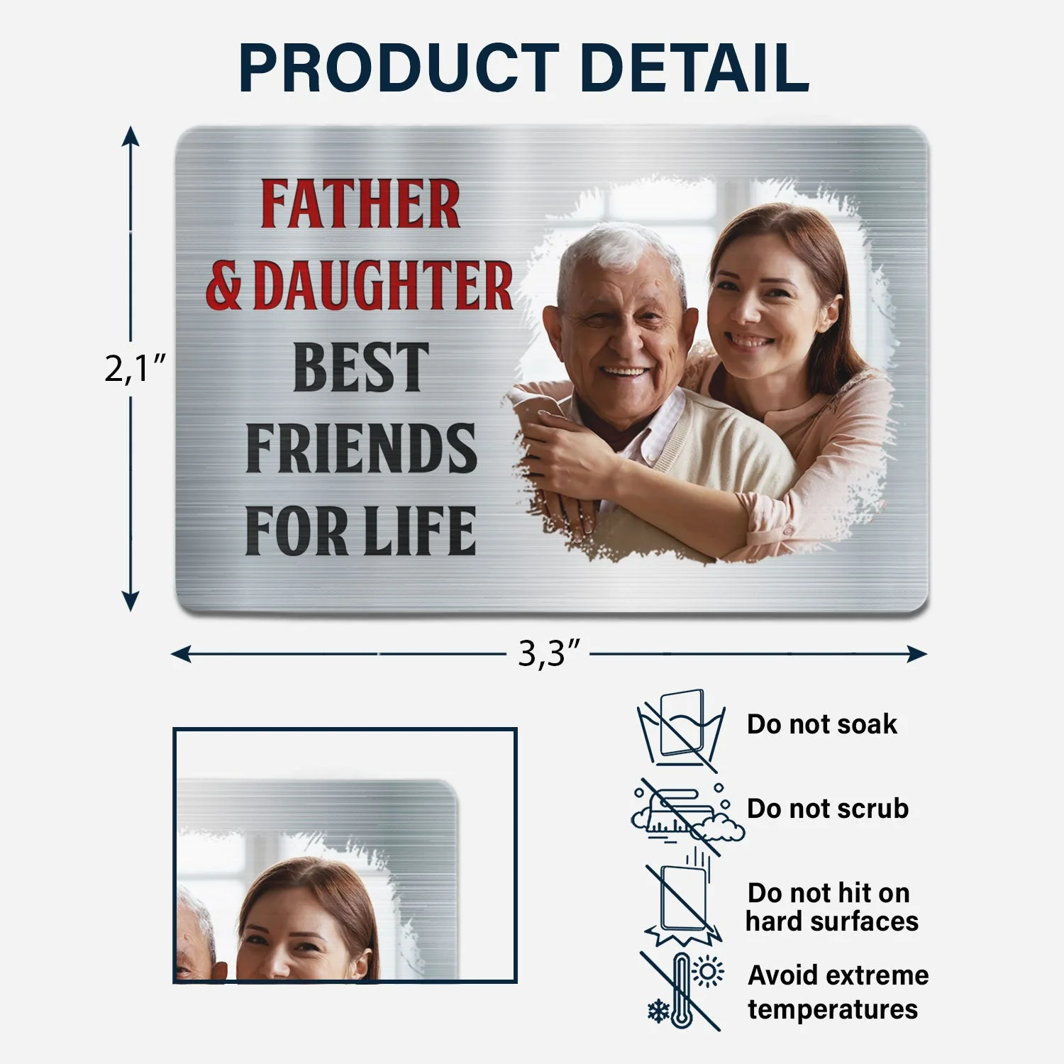 Custom Photo Father And Son Best Friends For Life - Gift For Dad, Father, Grandpa - Personalized Aluminum Wallet Card - Image 4