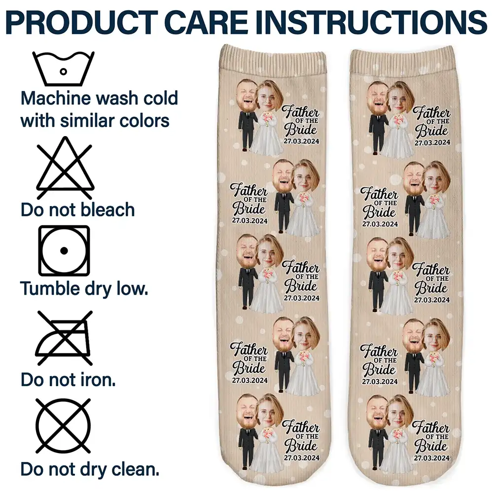 Custom Photo Father Of The Bride - Personalized Socks - Image 7