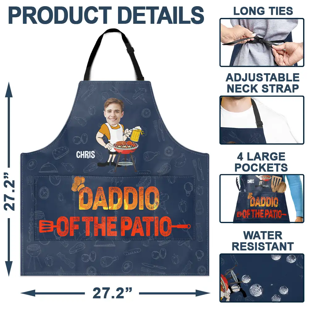 Custom Photo Father Papa Daddio Of The Patio - Personalized Apron - Image 6