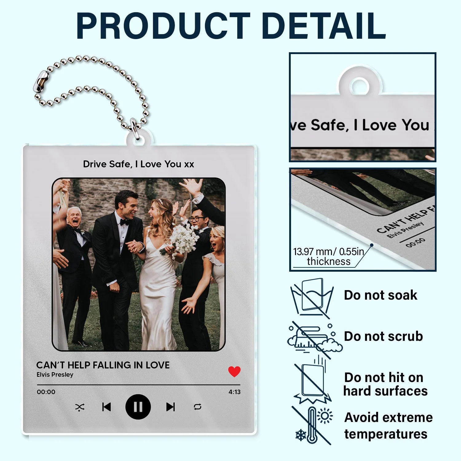 Custom Photo Favorite Song - Gift For Couples, BFF, Family - Personalized Acrylic Car Hanger - Image 6