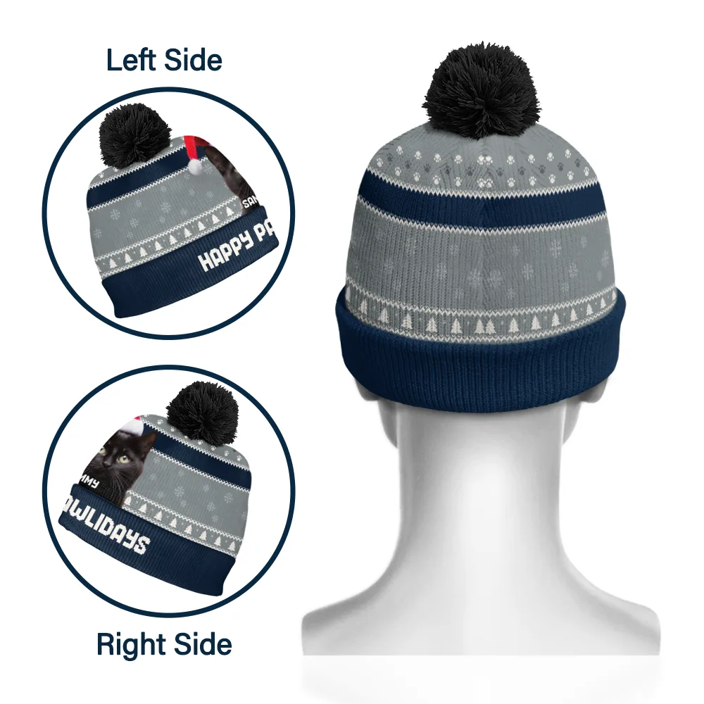 Custom Photo Feliz Navidog - Personalized Bobble Beanie Hat - Image 4