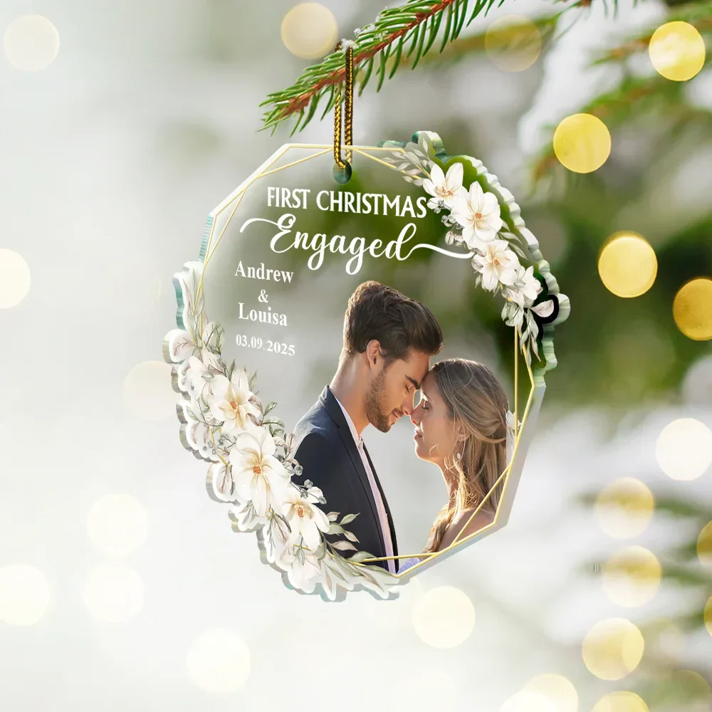 Custom Photo First Christmas Married - Personalized Custom Shaped Acrylic Ornament - Image 3
