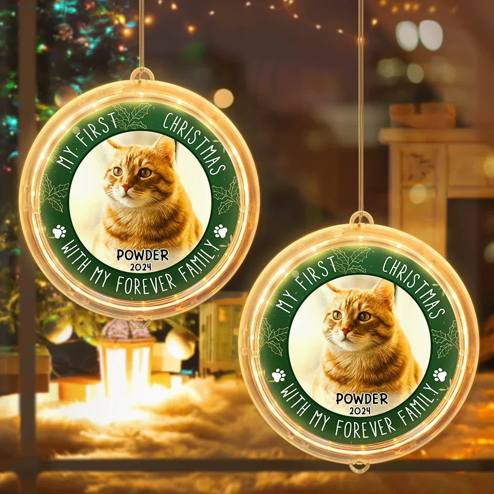 Custom Photo First Christmas Pet - Personalized LED Pendant Light - Image 4