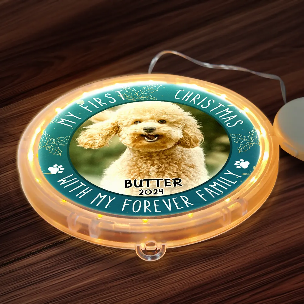 Custom Photo First Christmas Pet - Personalized LED Pendant Light - Image 5