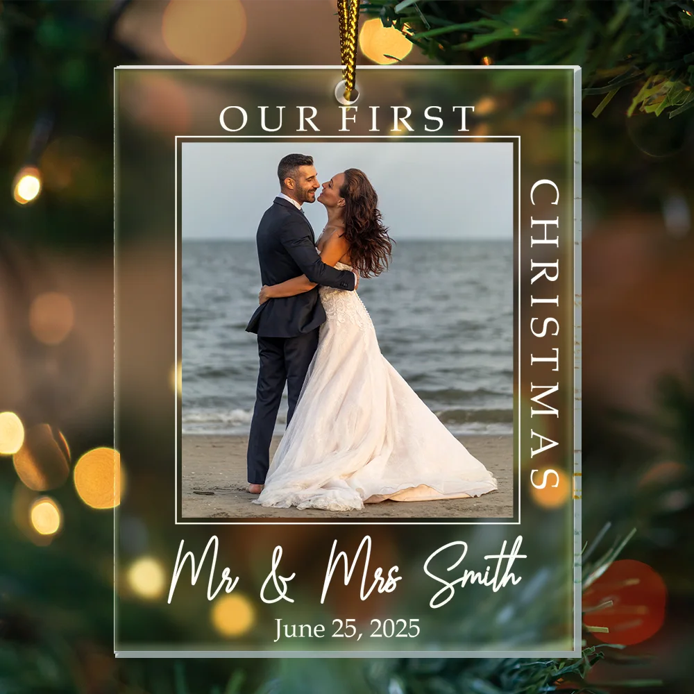 Custom Photo First Christmas Together - Personalized Custom Shaped Acrylic Ornament - Image 3