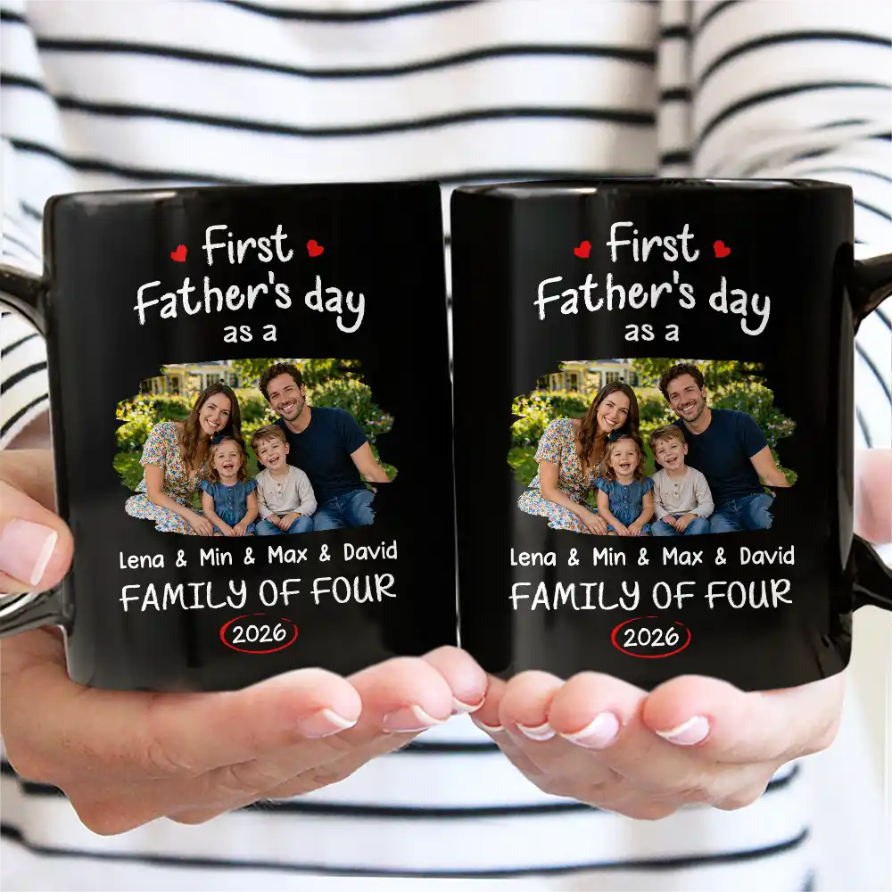 Custom Photo First Time Ever As A Family Of Three - Personalized Mug - Image 3