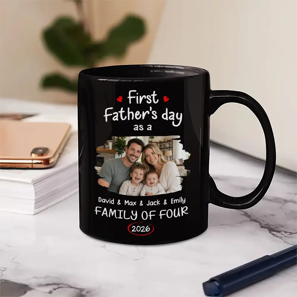 Custom Photo First Time Ever As A Family Of Three - Personalized Mug - Image 5