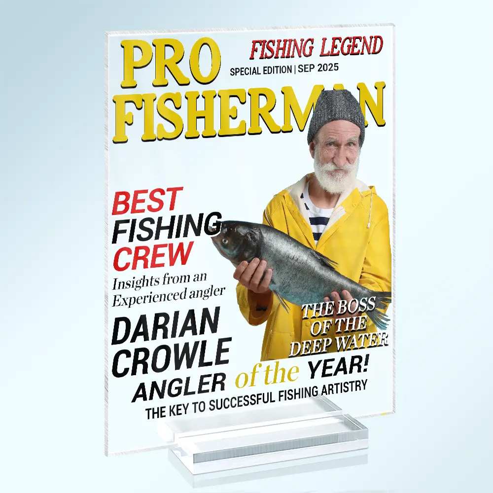 Custom Photo Fisherman Of The Year - Personalized Vertical Rectangle Acrylic Plaque - Image 3