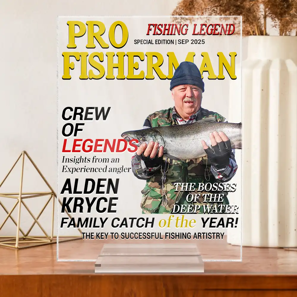 Custom Photo Fisherman Of The Year - Personalized Vertical Rectangle Acrylic Plaque - Image 4