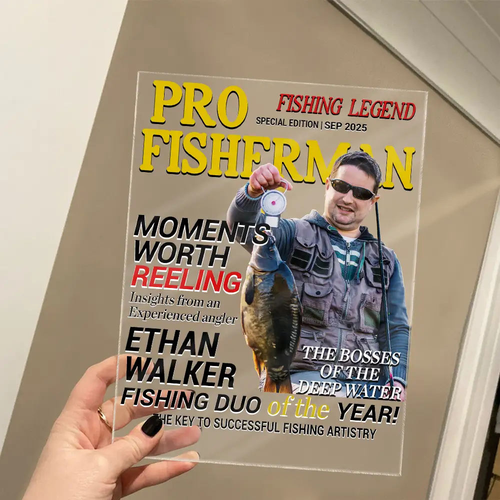 Custom Photo Fisherman Of The Year - Personalized Vertical Rectangle Acrylic Plaque - Image 5