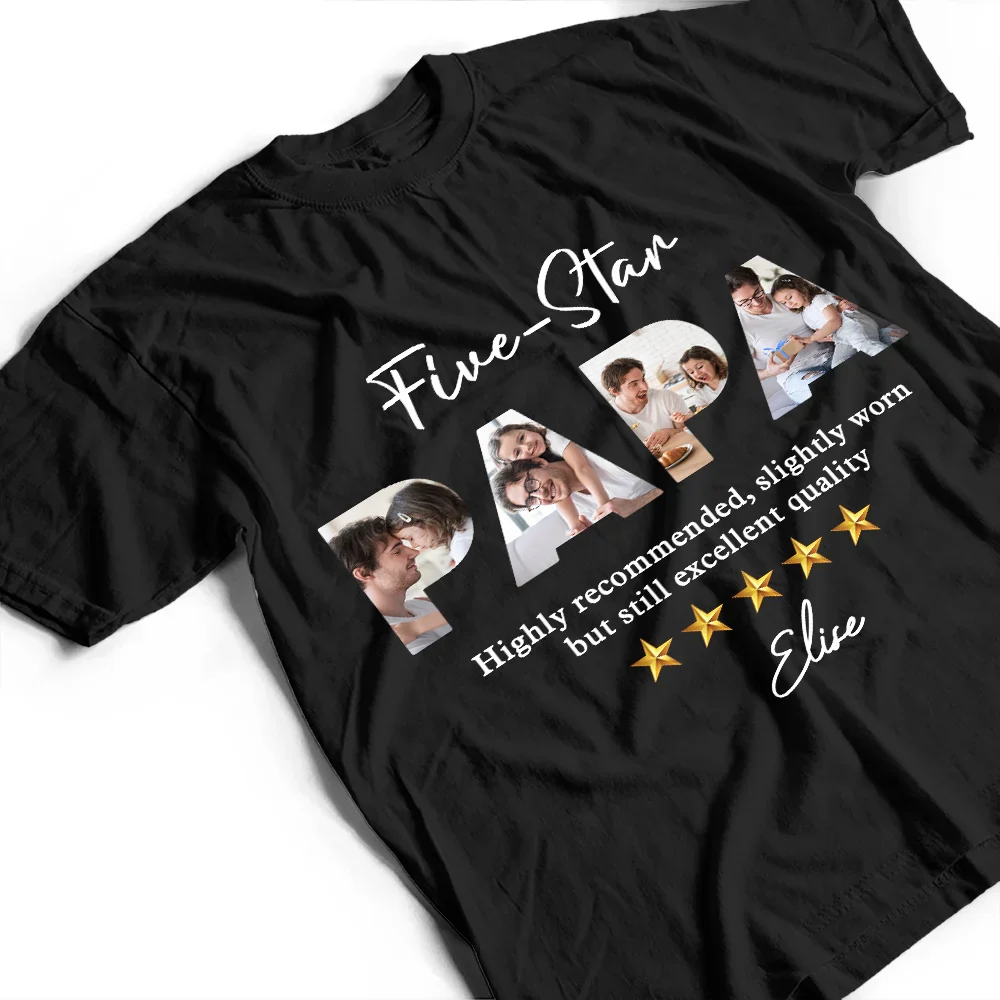 Custom Photo Five-Star Dad - Personalized T Shirt - Image 3