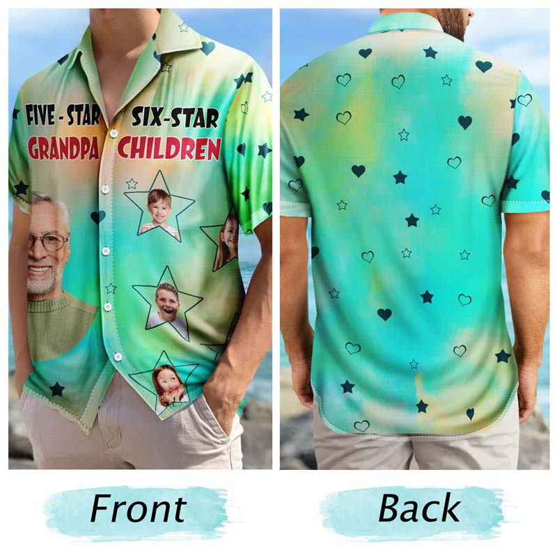 Custom Photo Five-Star Dad Six-Star Children - Personalized Hawaiian Shirt - Image 6