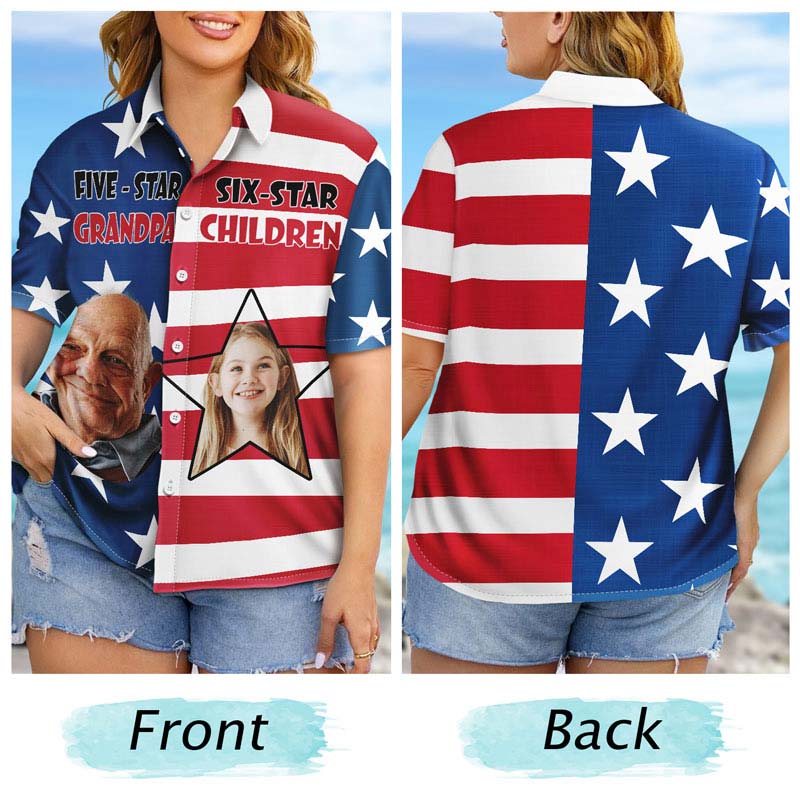 Custom Photo Five-Star Dad Six-Star Children - Personalized Hawaiian Shirt - Image 7