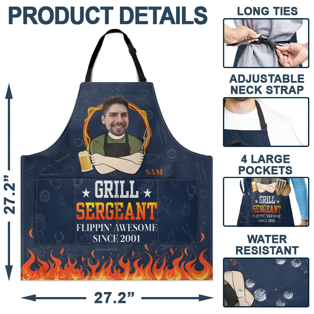 Custom Photo Flippin' Awesome Cooking - Personalized Apron - Image 5