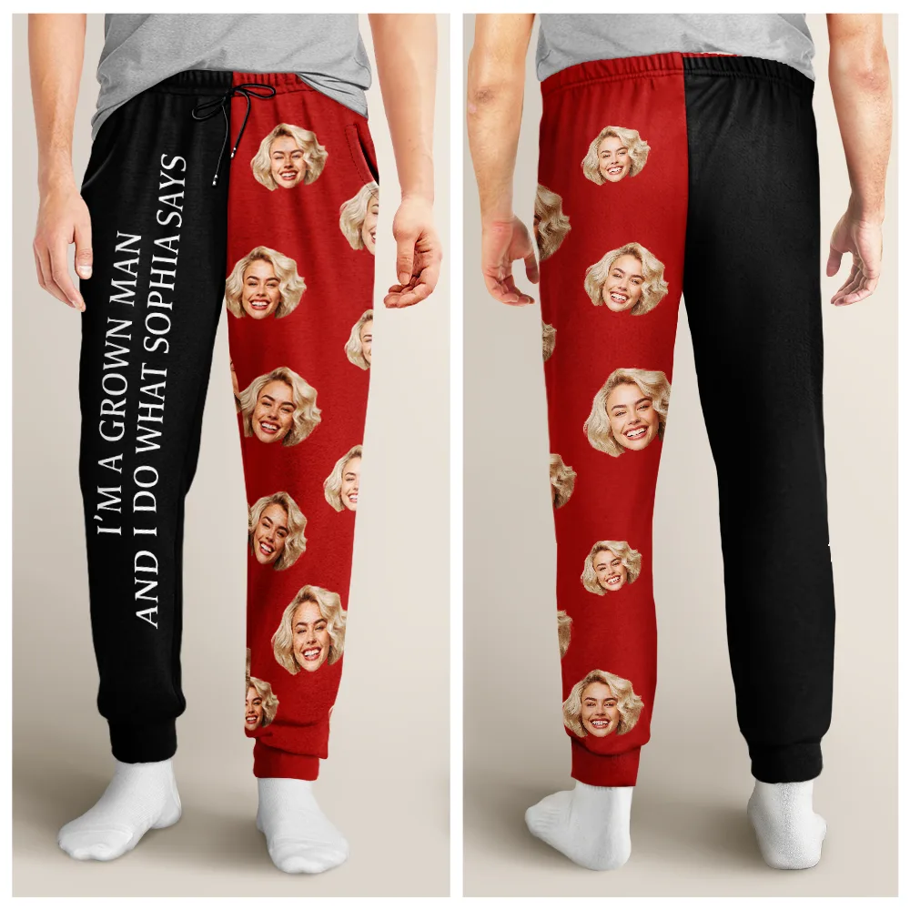 Custom Photo For Husband Grown Man Do What Wife Said - Personalized Pajama Pants - Image 5