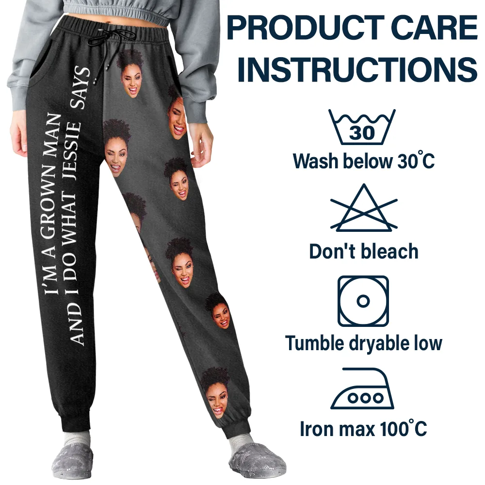 Custom Photo For Husband Grown Man Do What Wife Said - Personalized Pajama Pants - Image 6