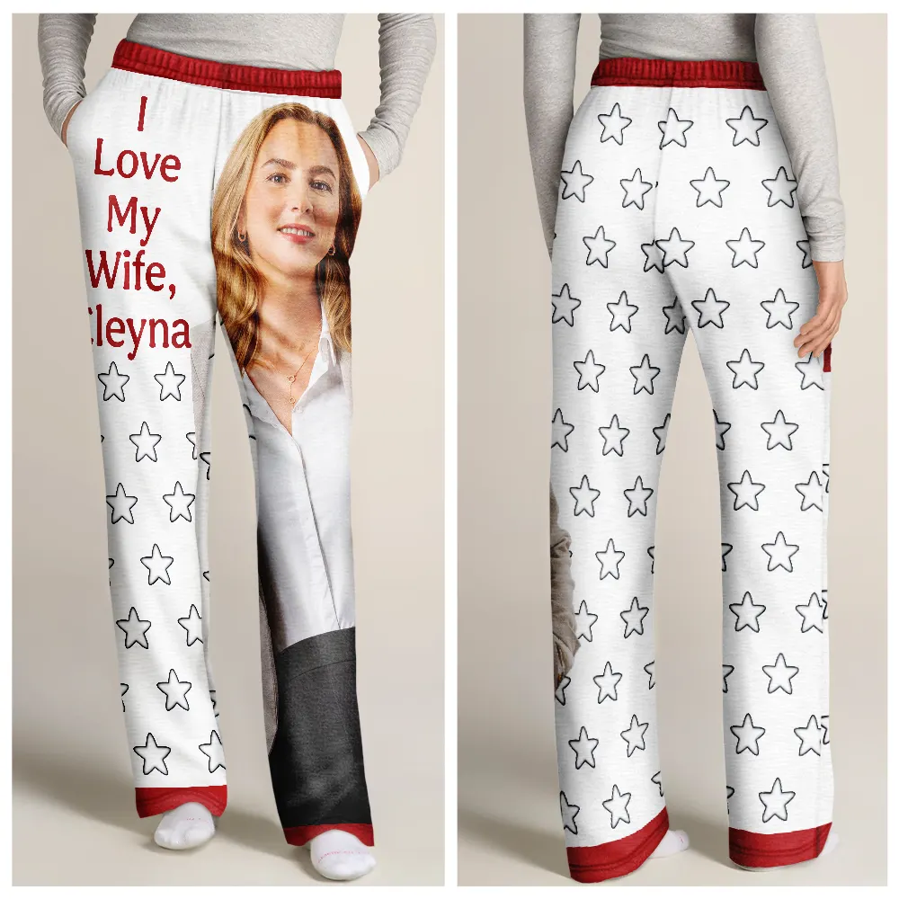 Custom Photo For Husband I Love My Wife - Personalized Pajama Pants - Image 4