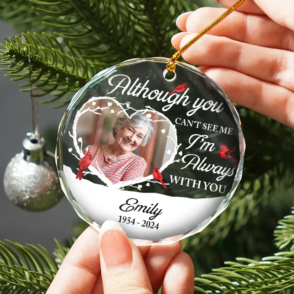 Custom Photo Forever In My Heart Christmas - Personalized Circle Glass Ornament - Image 2