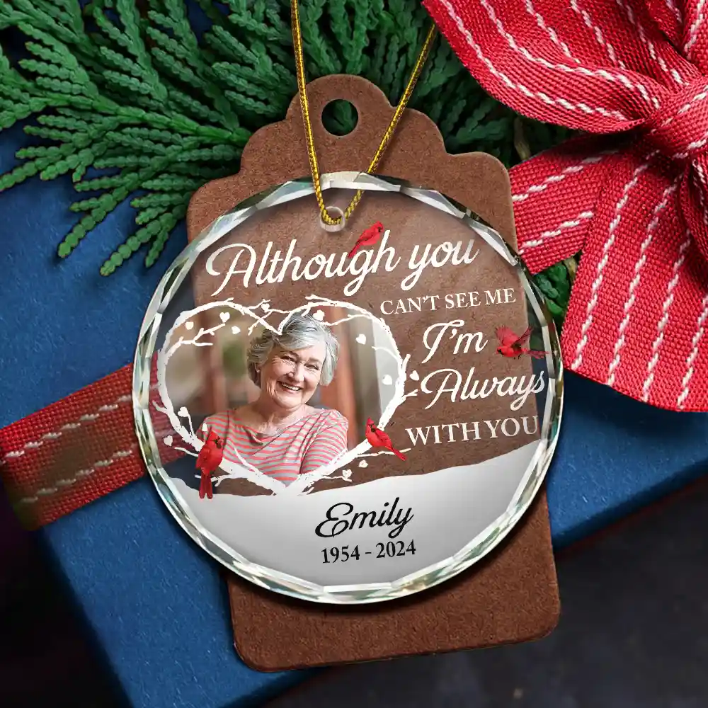Custom Photo Forever In My Heart Christmas - Personalized Circle Glass Ornament - Image 5