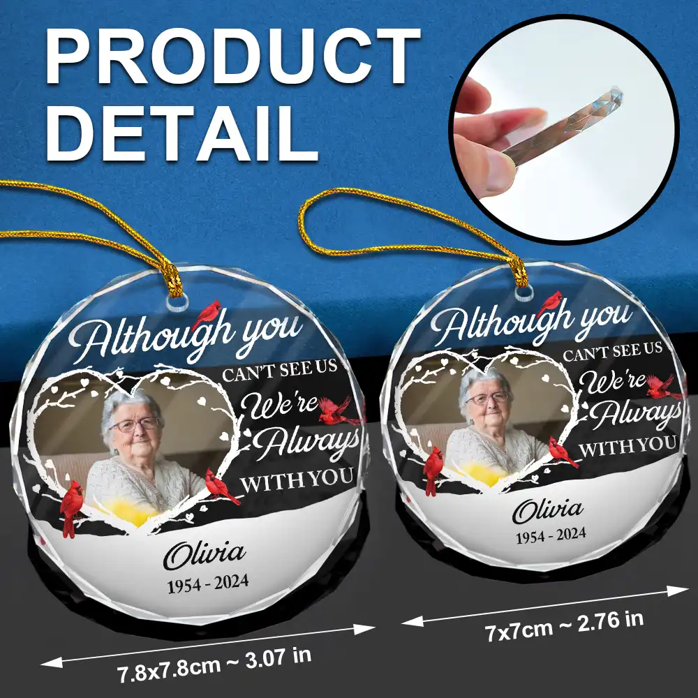 Custom Photo Forever In My Heart Christmas - Personalized Circle Glass Ornament - Image 6