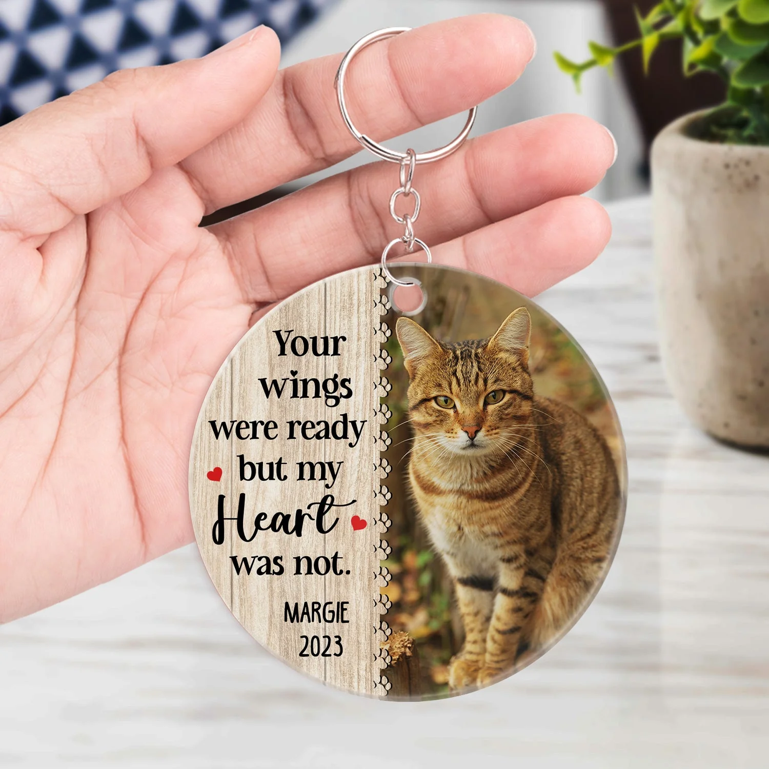 Custom Photo Forever In My Heart - Memorial Gift For Dog & Cat Lovers - Personalized Custom Circle Acrylic Keychain - Image 4